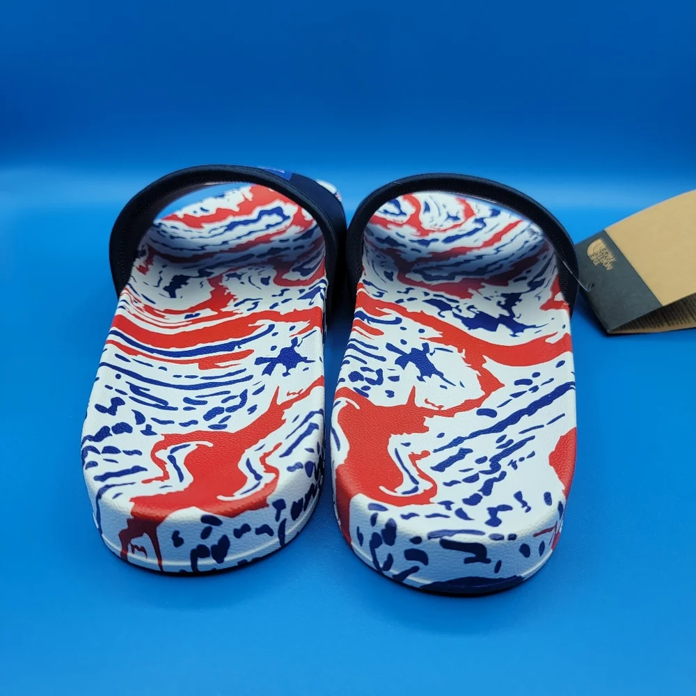 The North Face Base Camp 3 American Men's Sildes Size 12 Blue Red White USA New